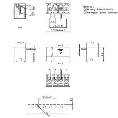 YX2500RG-3.5 06P pozioma, RM3,5