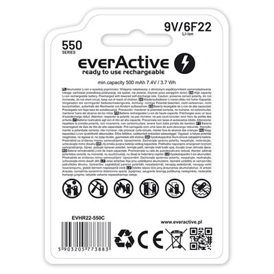 6F22/9V Li-ion 550 bateria litowa