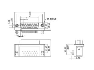 Gniazdo D-Sub 44pHD kątowe do druku